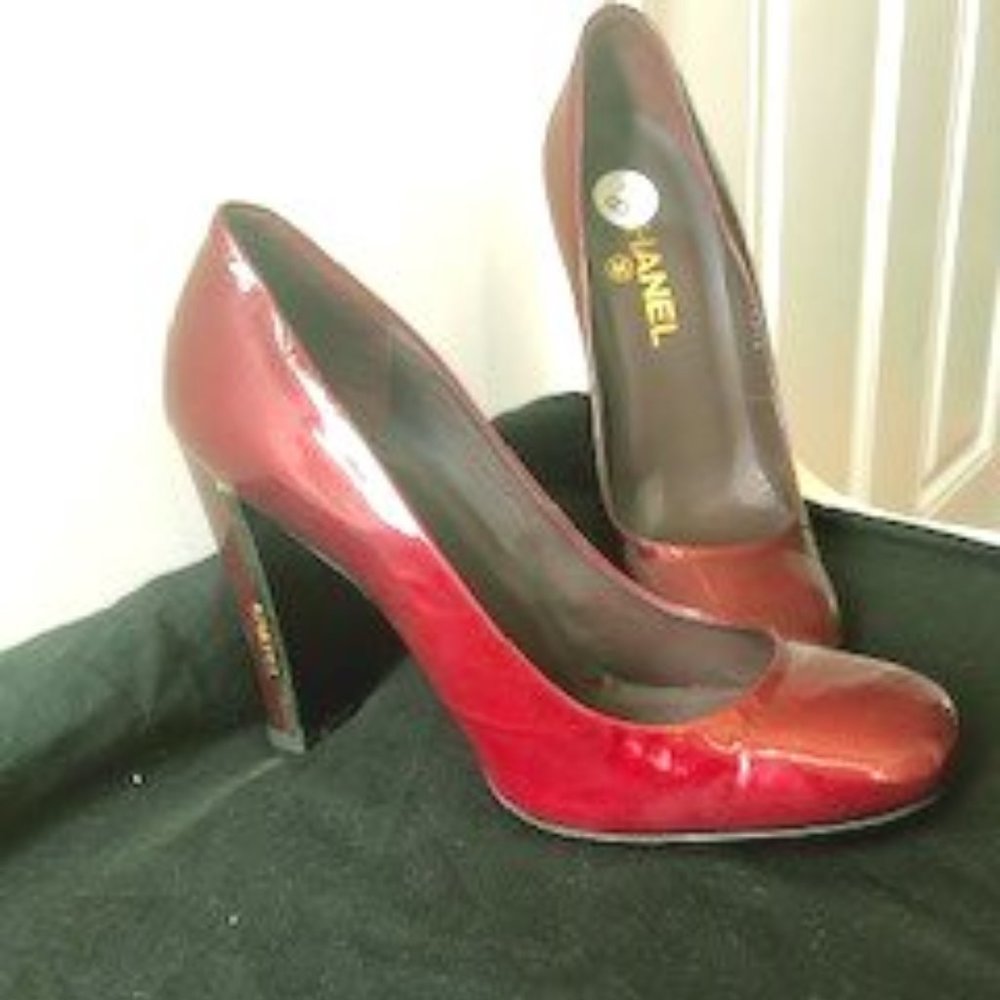 Chanel:  Vintage Red Patent Leather Closed  Toe